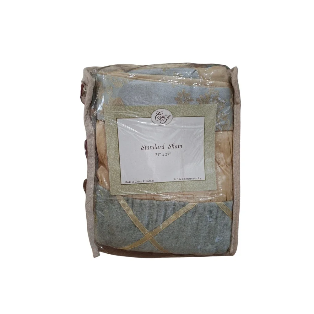 Gold Blue Damask Pillow Standard‎ Sham 21x27 x2